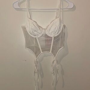 Edikted White Mesh Corset Top